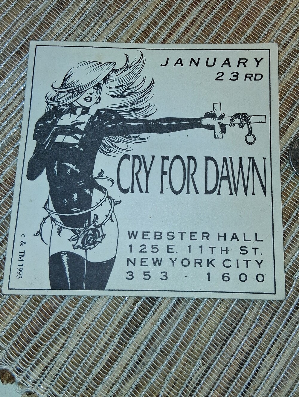 Rare Vintage Cry For Dawn Promotional Sticker Webster Hall 1993